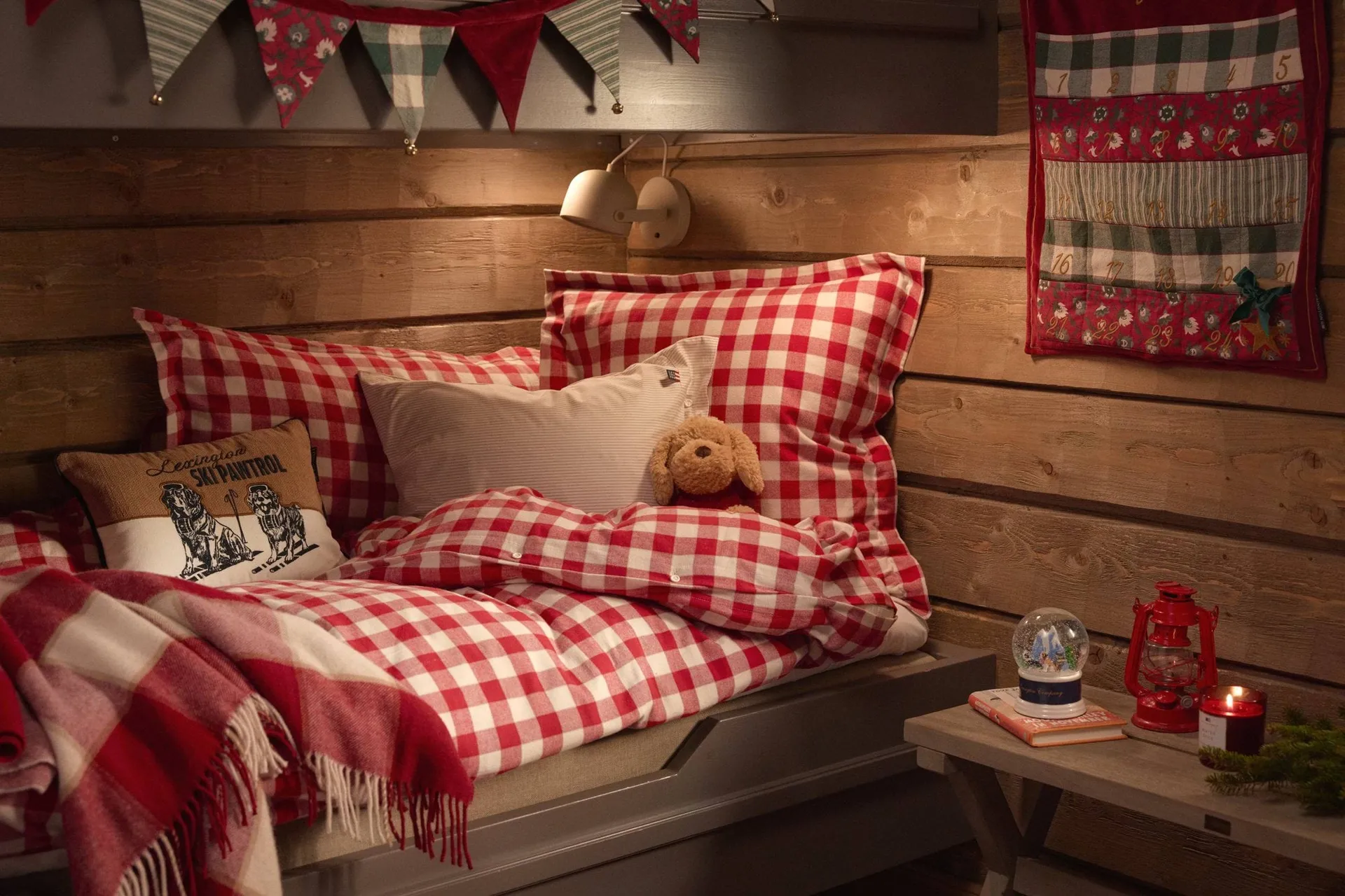 Checked Cotton Flannel örngott 50x90 cm, Red-light beige Lexington