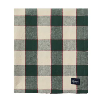 Checked Cotton Linen bordsduk 150x250 cm - Green-light beige-red - Lexington