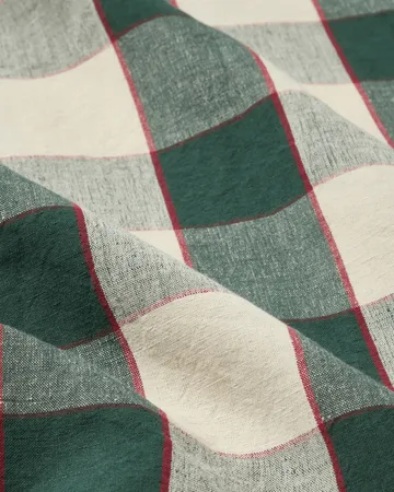 Checked Cotton Linen bordsduk 150x350 cm - Green-light beige-red - Lexington