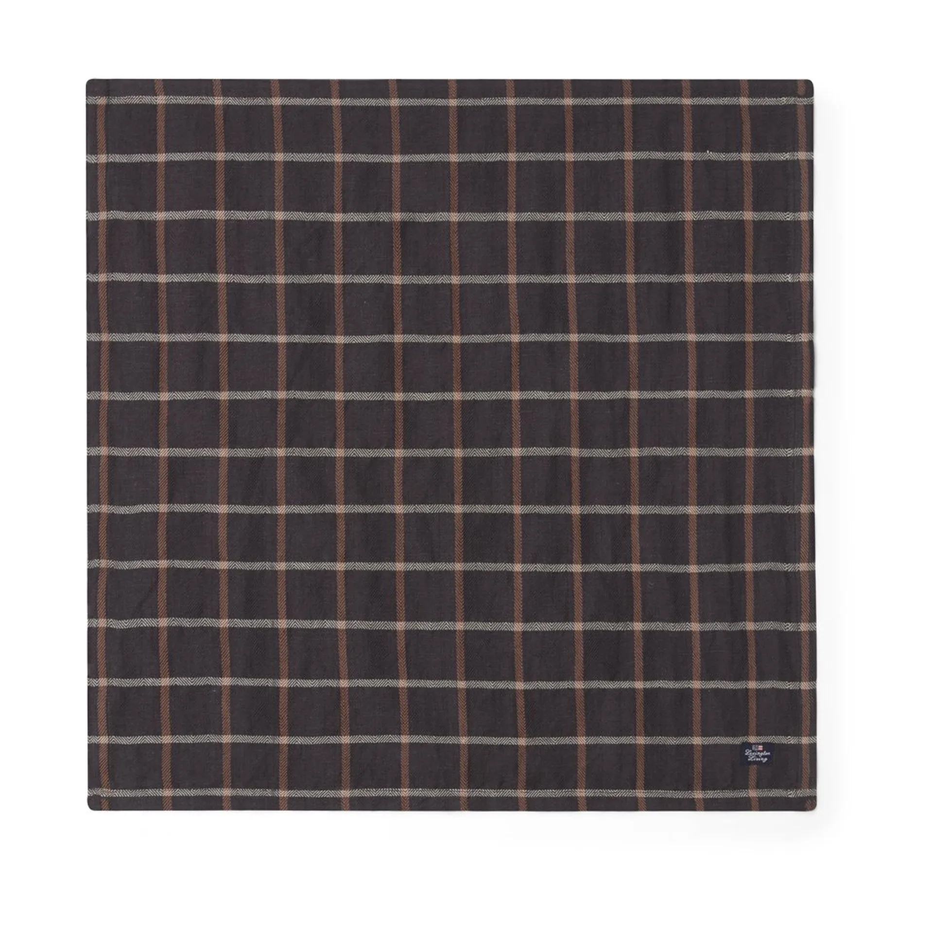 Checked Cotton Linen tygservett 50x50 cm, Dark gray-beige Lexington
