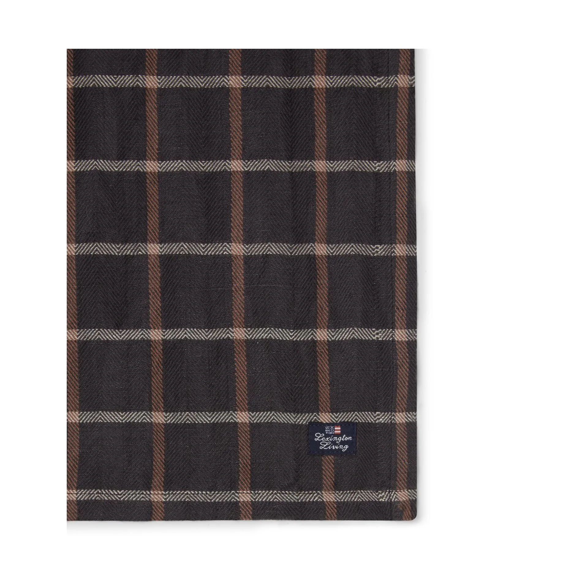 Checked Cotton Linen tygservett 50x50 cm, Dark gray-beige Lexington