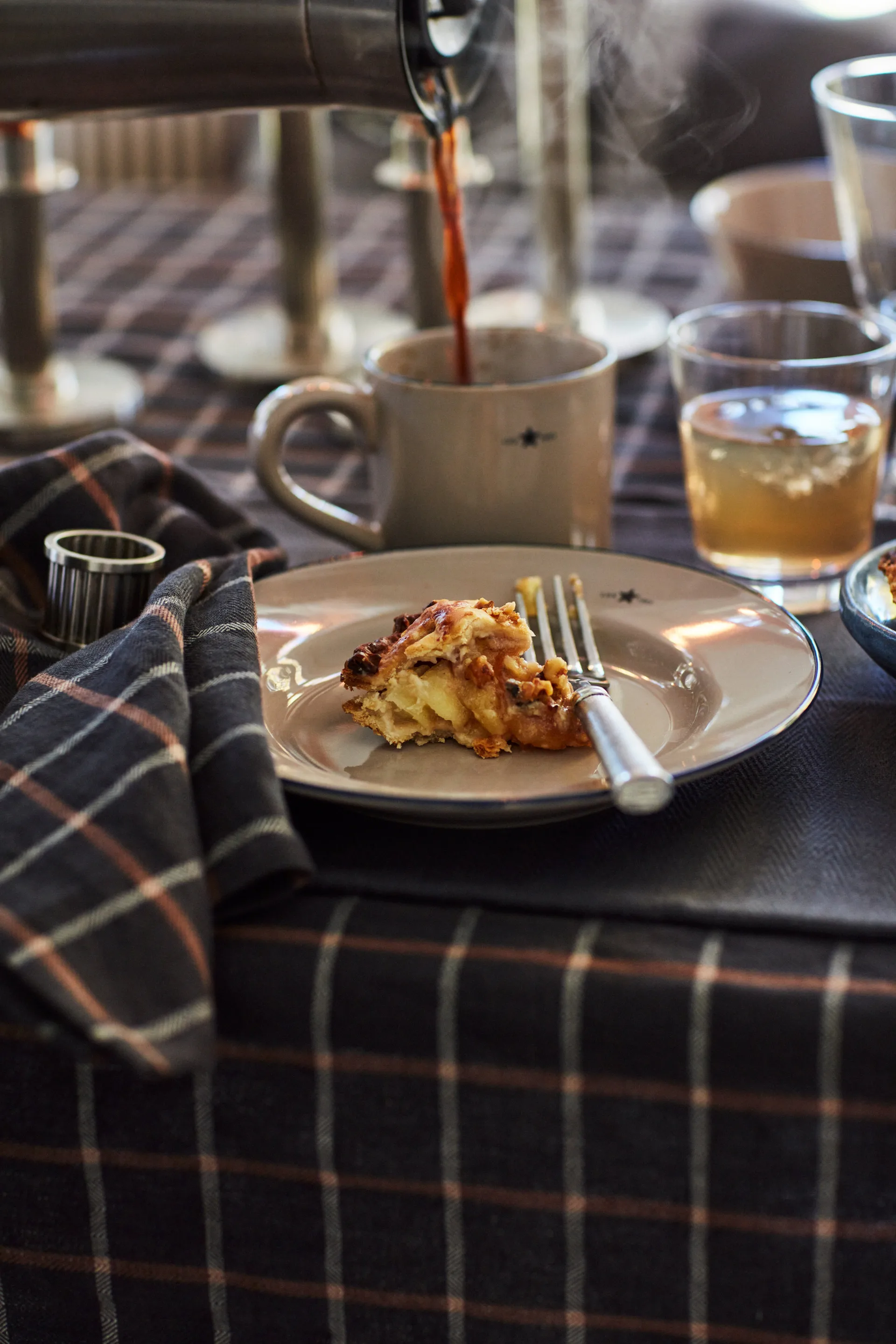 Checked Cotton Linen tygservett 50x50 cm, Dark gray-beige Lexington