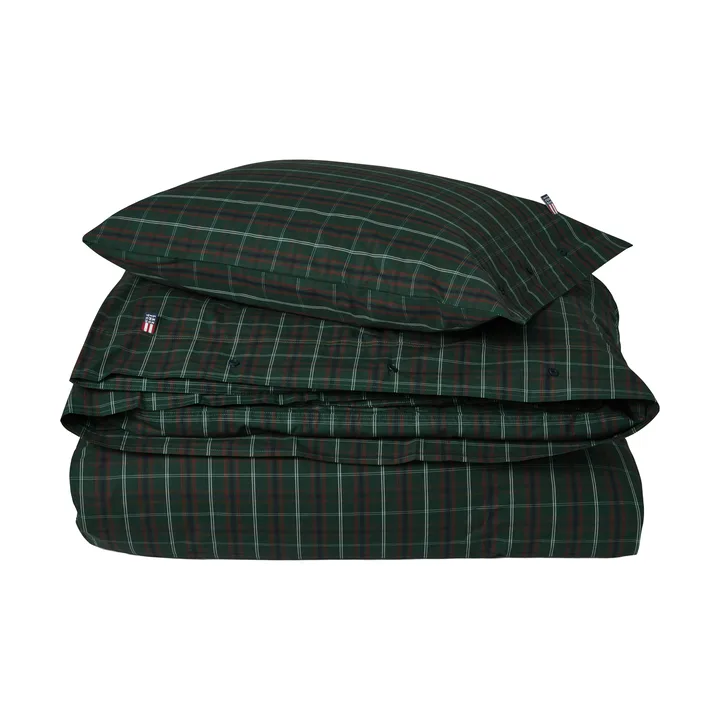Checked cotton percale bäddset - Green-navy, 2 st 50x60 cm/1 st 220x220 cm - Lexington