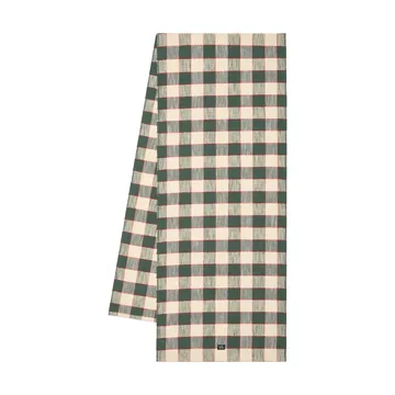Checked ekologisk bomull löpare - Green-Light beige-red, 50x150 cm - Lexington