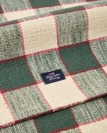 Checked ekologisk bomull löpare - Green-Light beige-red, 50x250 cm - Lexington