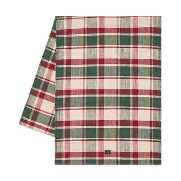 Checked ekologisk bomull löpare - Green-red-beige, 50x150 cm - Lexington