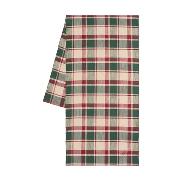 Checked ekologisk bomull löpare - Green-red-beige, 50x150 cm - Lexington