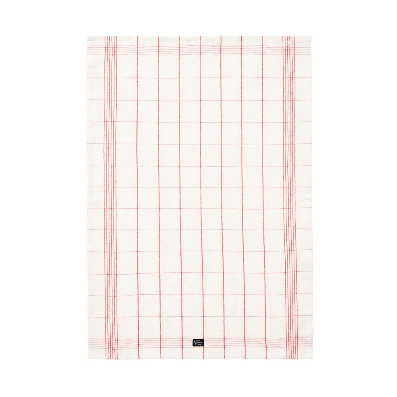 Checked Linen/Cotton kökshandduk 50x70 cm, White-red Lexington