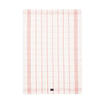 Checked Linen/Cotton kökshandduk 50x70 cm - White-red - Lexington