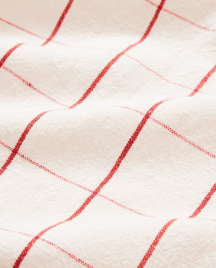 Checked Linen/Cotton kökshandduk 50x70 cm, White-red Lexington