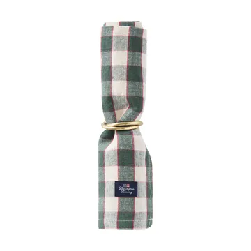 Checked Linen/Cotton tygservett 50x50 cm - Green-light beige-red - Lexington