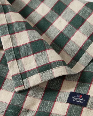 Checked Linen/Cotton tygservett 50x50 cm - Green-light beige-red - Lexington
