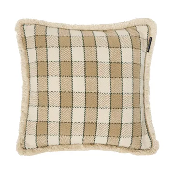 Checked organic cotton fringe kuddfodral - Beige-light beige-green - Lexington