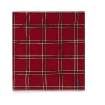 Checked Organic Cotton Oxford tygservett 50x50 cm - Red-beige-green - Lexington
