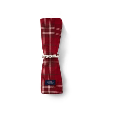 Checked Organic Cotton Oxford tygservett 50x50 cm - Red-beige-green - Lexington