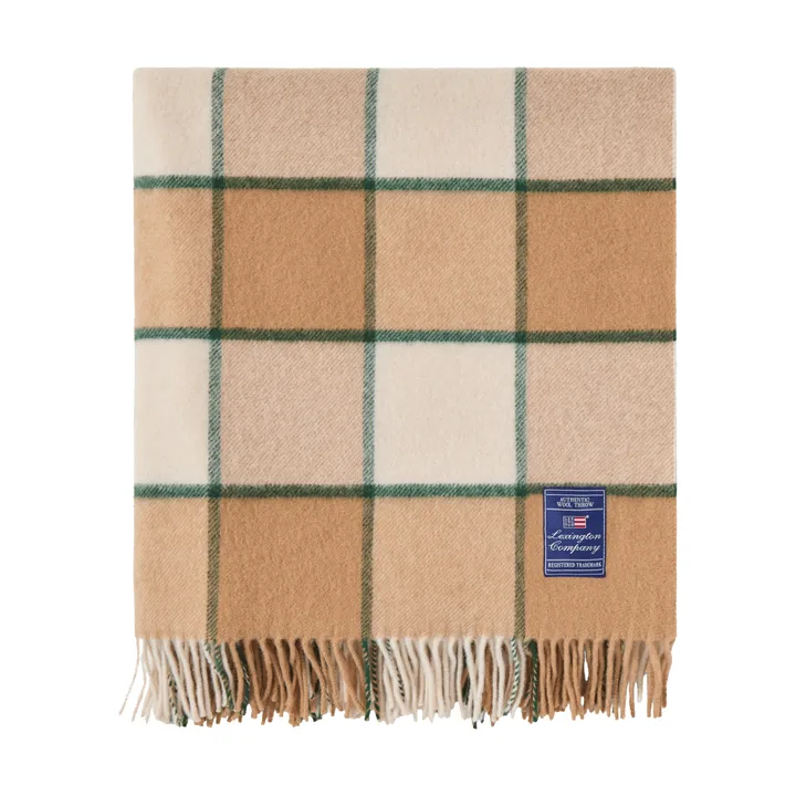 Checked Recycled Wool pläd 130x170 cm - Beige-Light beige-green - Lexington
