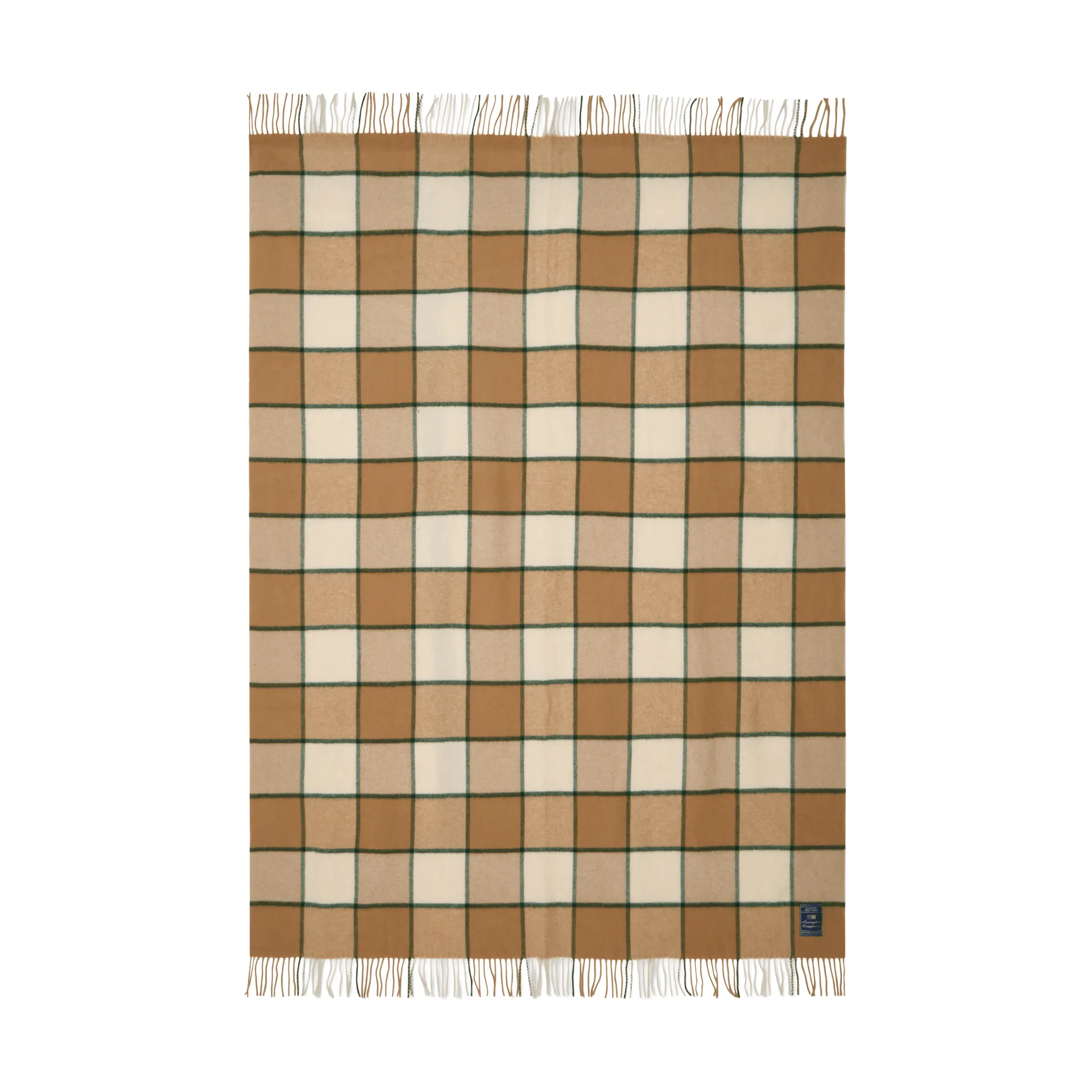 Checked Recycled Wool pläd 130x170 cm, Beige-Light beige-green Lexington