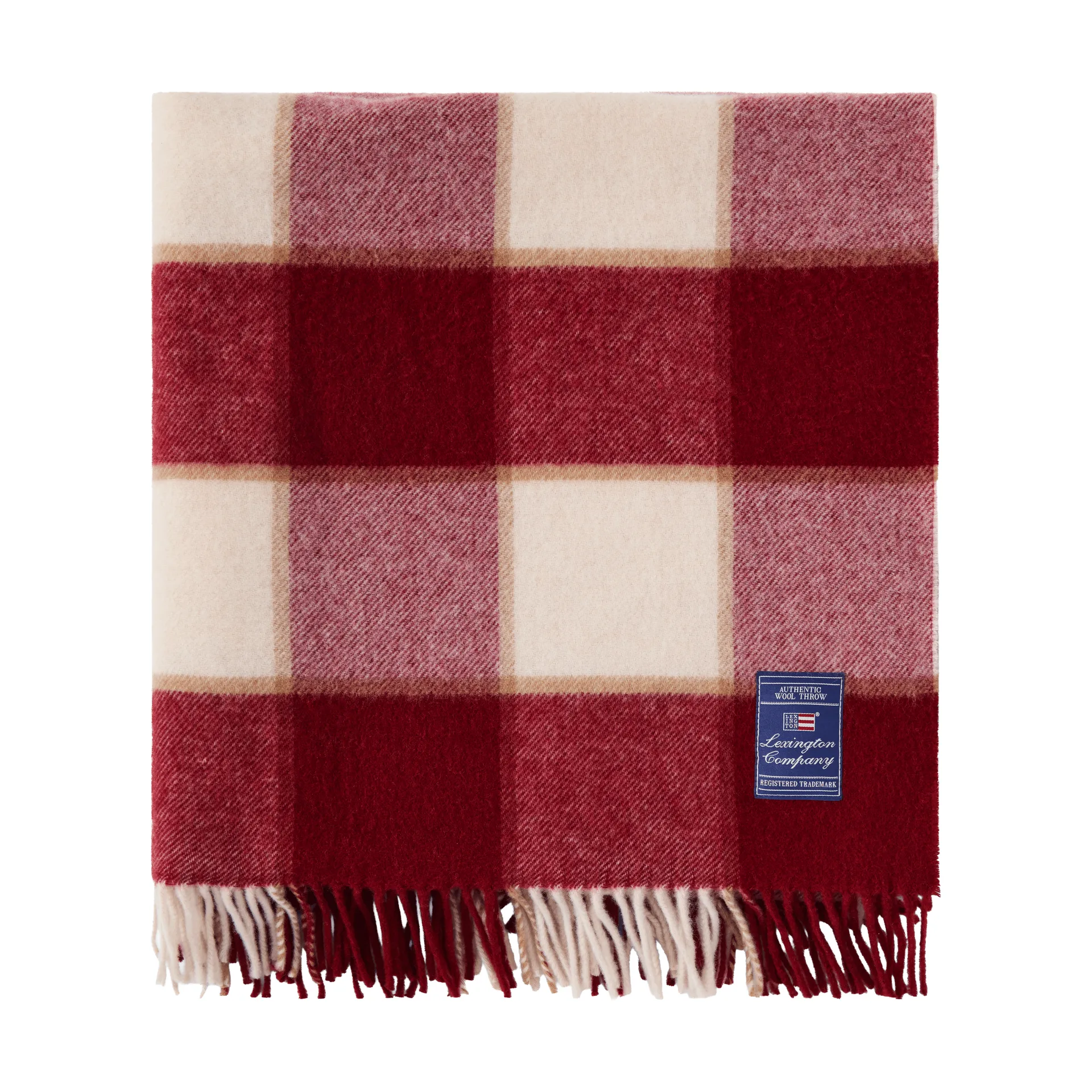 Checked Recycled Wool pläd 130x170 cm, Red-Light beige-beige Lexington