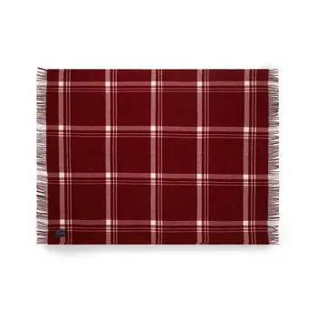 Checked Recycled Wool pläd 130x170 cm - Red-white - Lexington