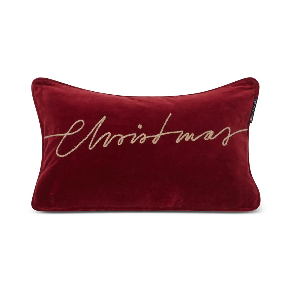 Christmas Organic Cotton Velvet kudde 30x50 cm, Red Lexington
