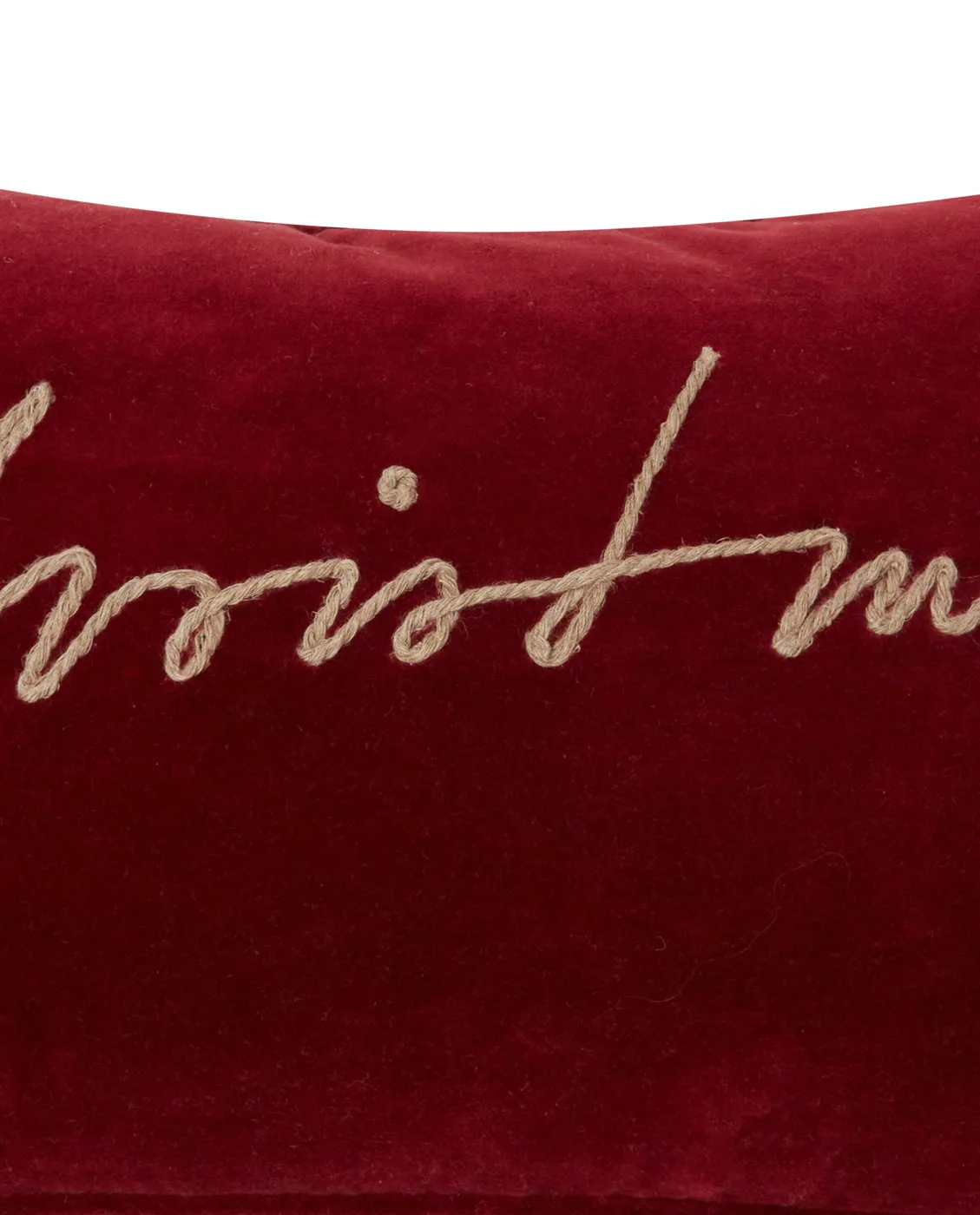 Christmas Organic Cotton Velvet kudde 30x50 cm, Red Lexington