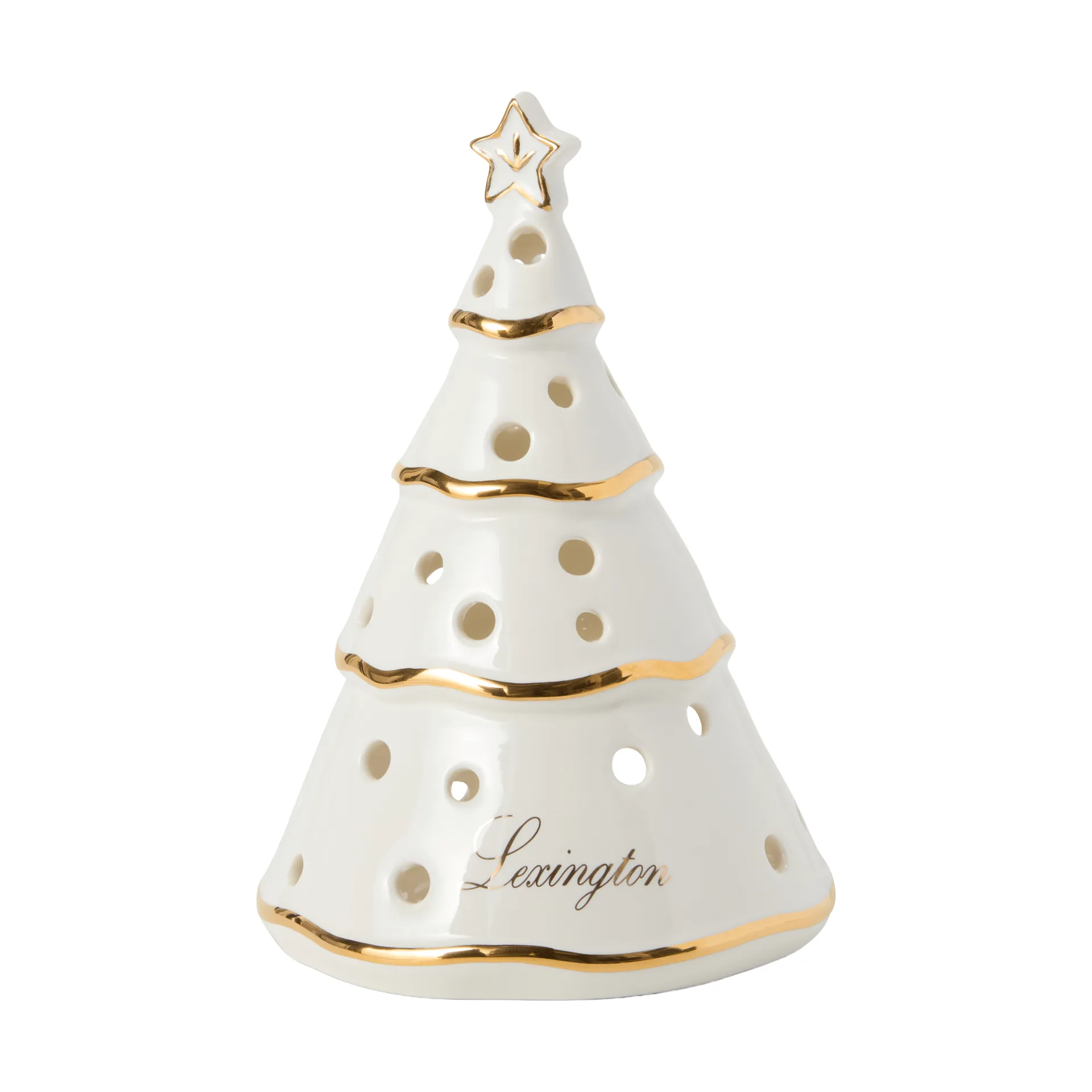 Lexington Christmas Tree ljuslykta White-gold, 16,5 cm