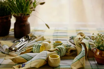 Easter Linen/Cotton bordsduk 150x250 cm - Yellow-green - Lexington