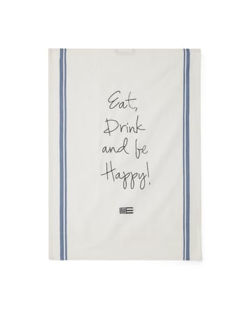 Läs mer om Lexington Eat Embroidered kökshandduk 50x70 cm Vit-blå
