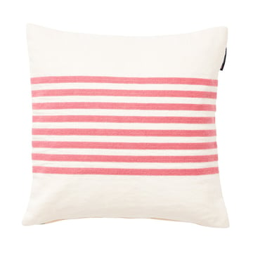 Lexington Emboidery Striped Linen/Cotton kuddfodral 50×50 cm Off White-red