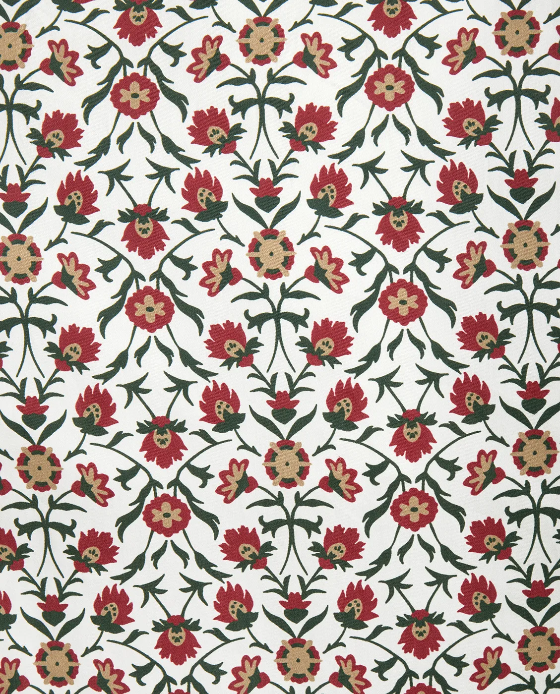 Flower printed cotton sateen örngott 50x60 cm, White-red-green-beige Lexington