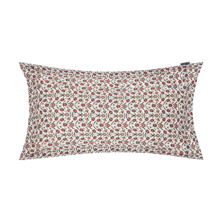 Flower printed cotton sateen örngott 50x90 cm - White-red-green-beige - Lexington