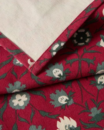 Flower printed ekologisk bomullservett - Red-beige-green - Lexington