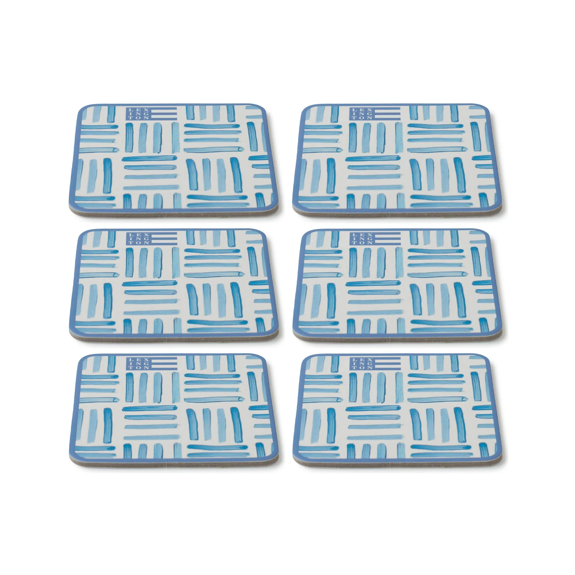 Graphic Printed glasunderlägg 6-pack, Blue-White Lexington