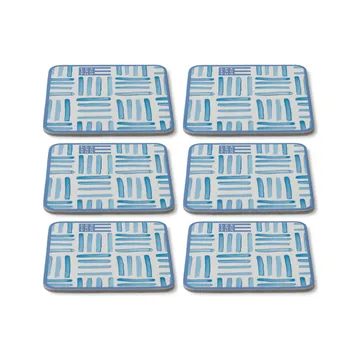 Graphic Printed glasunderlägg 6-pack - Blue-White - Lexington