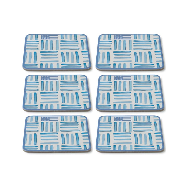 Graphic Printed glasunderlägg 6-pack - Blue-White - Lexington