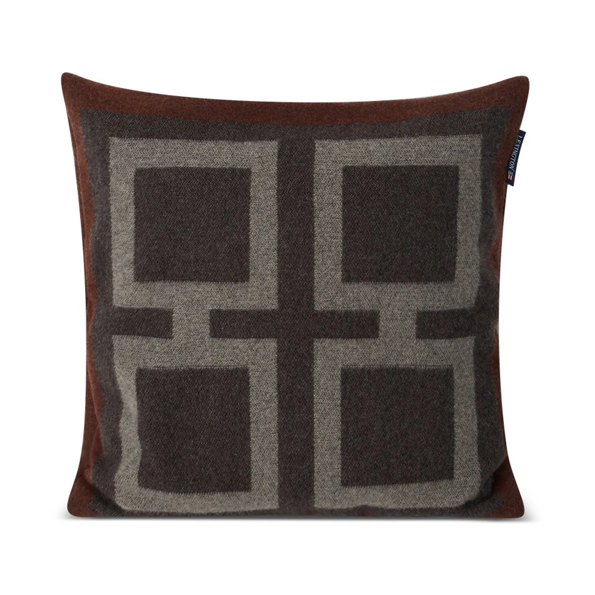 Graphic Recycled Wool kuddfodral 50x50 cm, Dark gray-white-brown Lexington