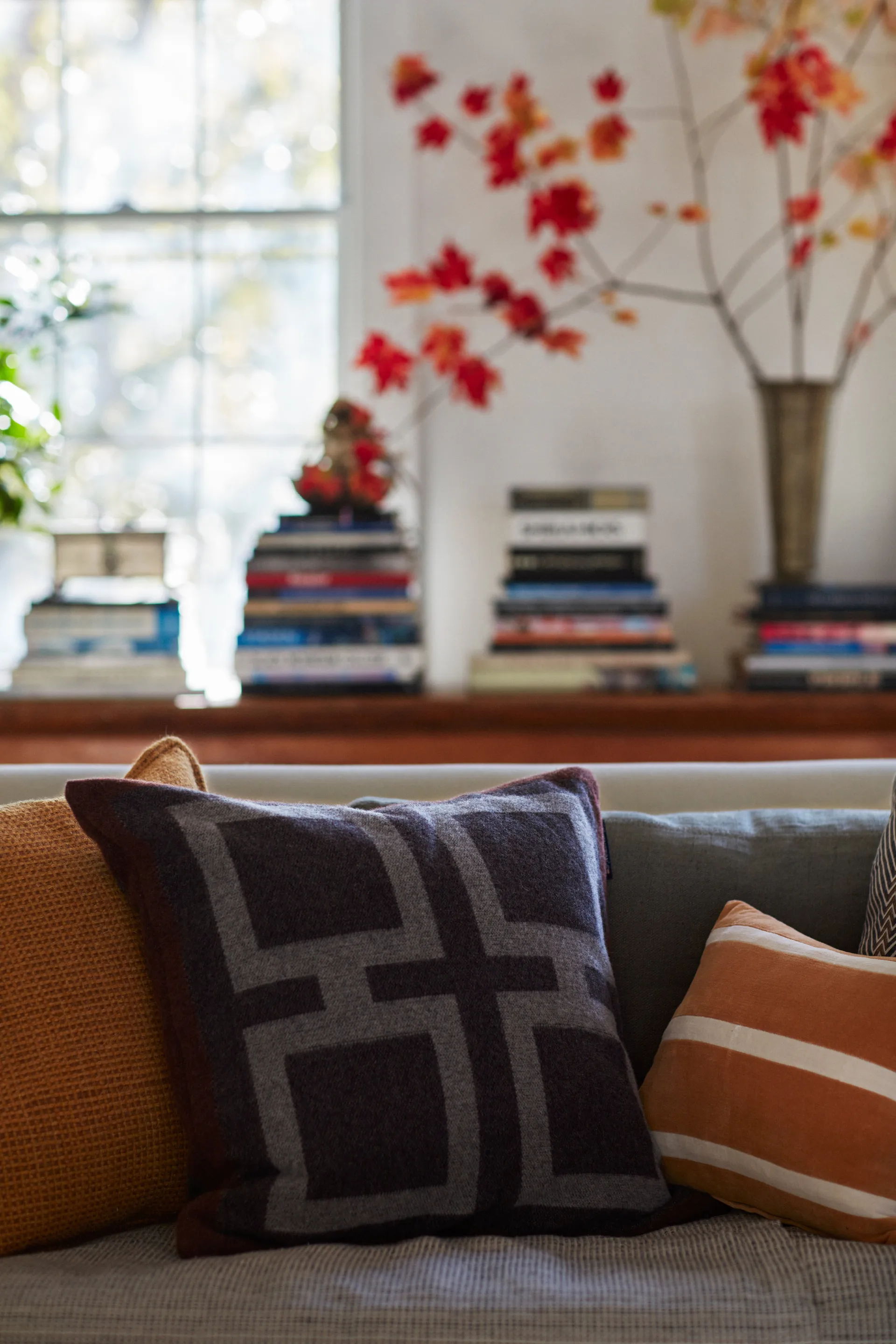 Graphic Recycled Wool kuddfodral 50x50 cm, Dark gray-white-brown Lexington