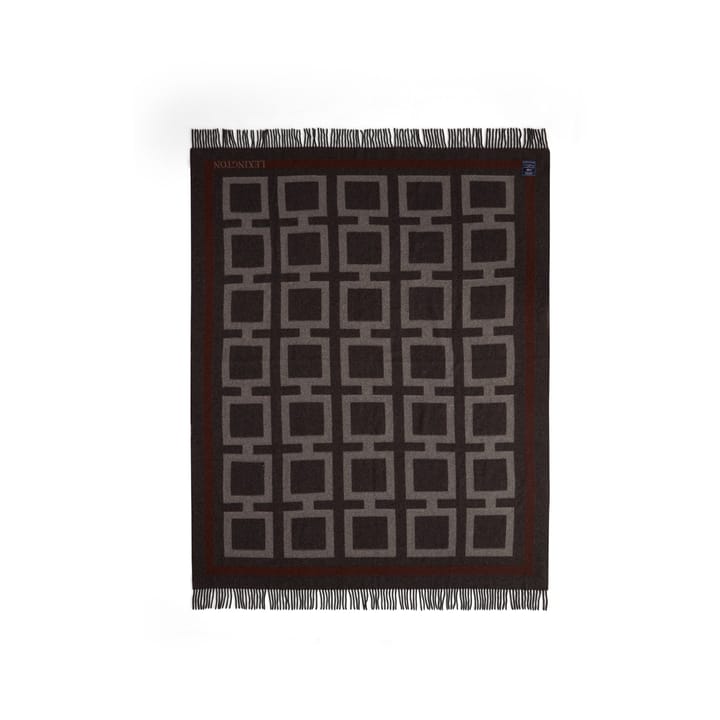 Graphic Recycled Wool pläd 130x170 cm, Dark gray-white-brown Lexington