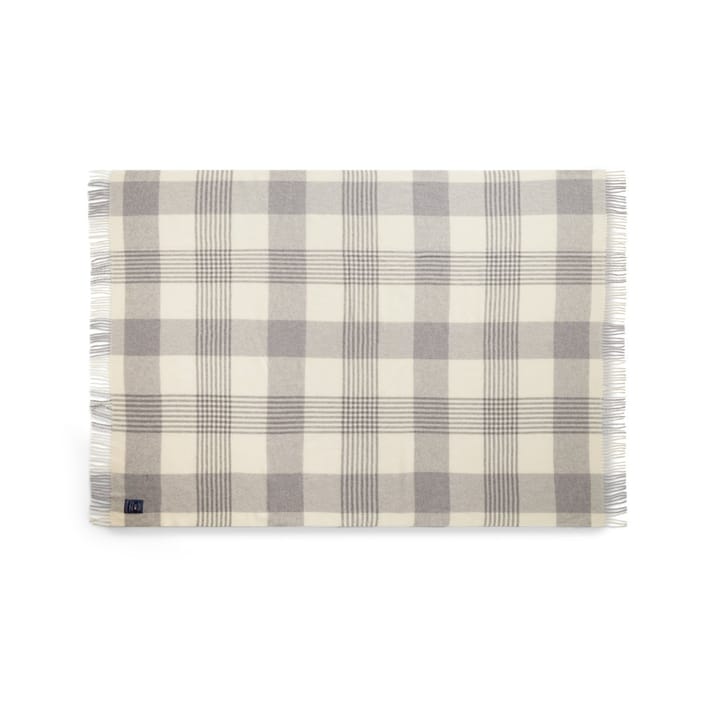 Gray Checked Recycled Wool pläd 130x170 cm, Gray-white Lexington