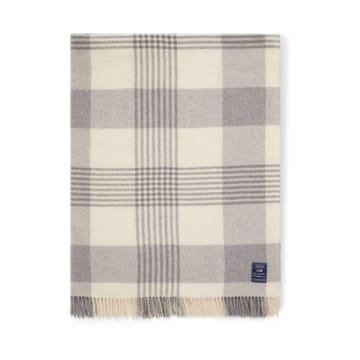 Gray Checked Recycled Wool pläd 130x170 cm - Gray-white - Lexington