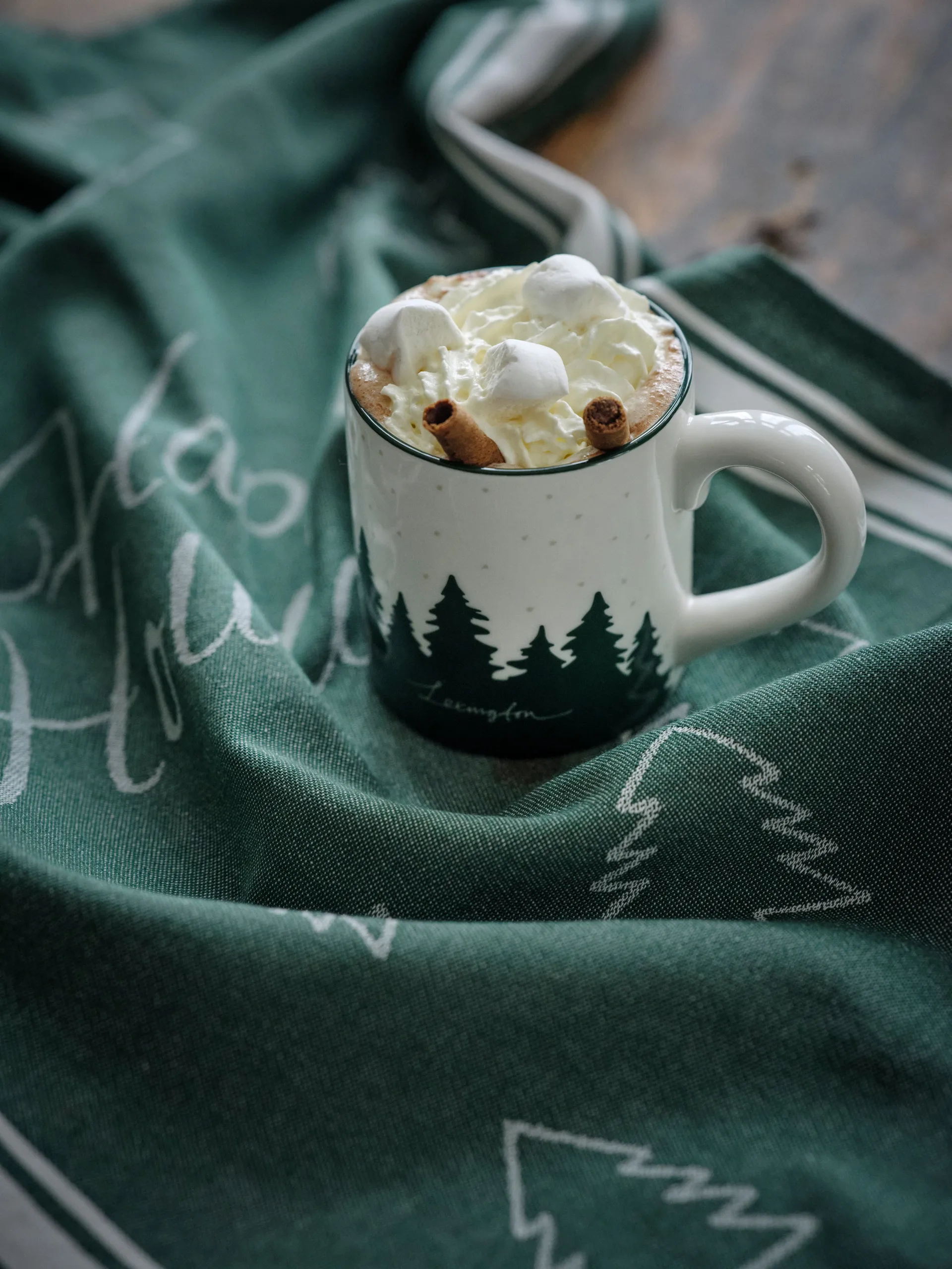 Happy Holidays kökshandduk 50x70 cm, Grön Lexington