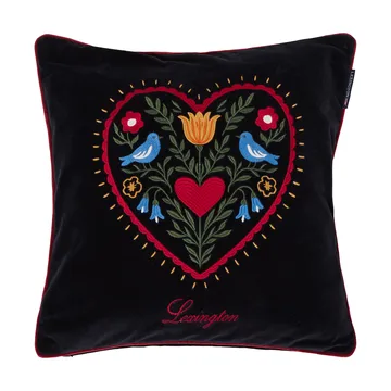 Heart ekologisk bomullssammet kuddfodral - Black-multi, 50x50 cm - Lexington