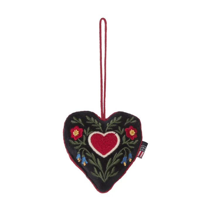 Heart ekologisk sammetsbomull julhänge - Multi, 13x10x3 cm - Lexington