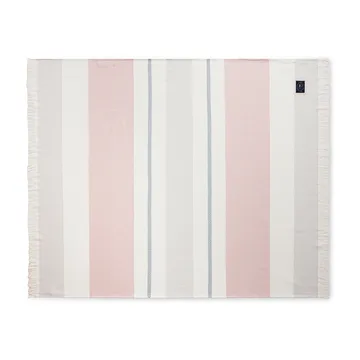 Herringbone Striped Recycled bomullspläd - Vit-rosa - Lexington