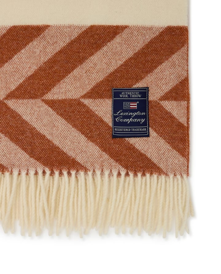 Herringbone Striped Recycled Wool pläd 130x170 cm, Copper-brown Lexington