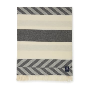 Lexington Herringbone Striped Recycled Wool pläd 130×170 cm Gray-off white