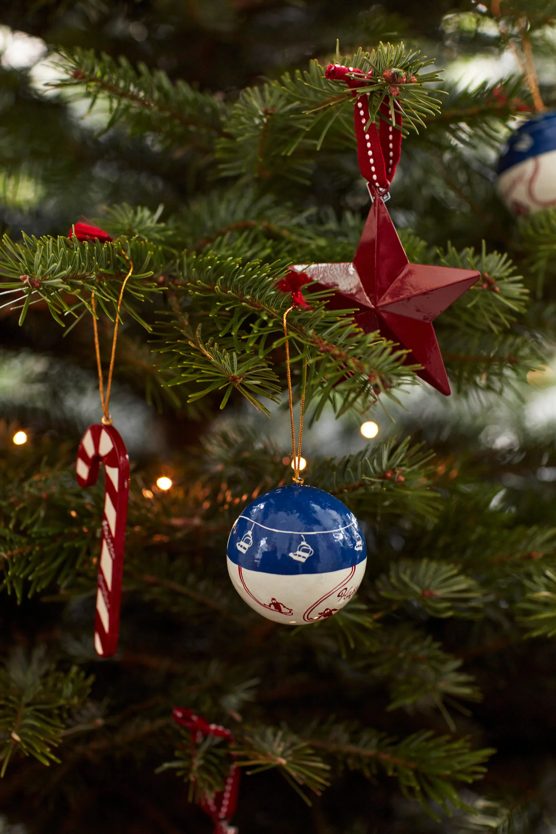 Lexington Papier Maché julgranskula 2-pack, Blue-white-red Lexington