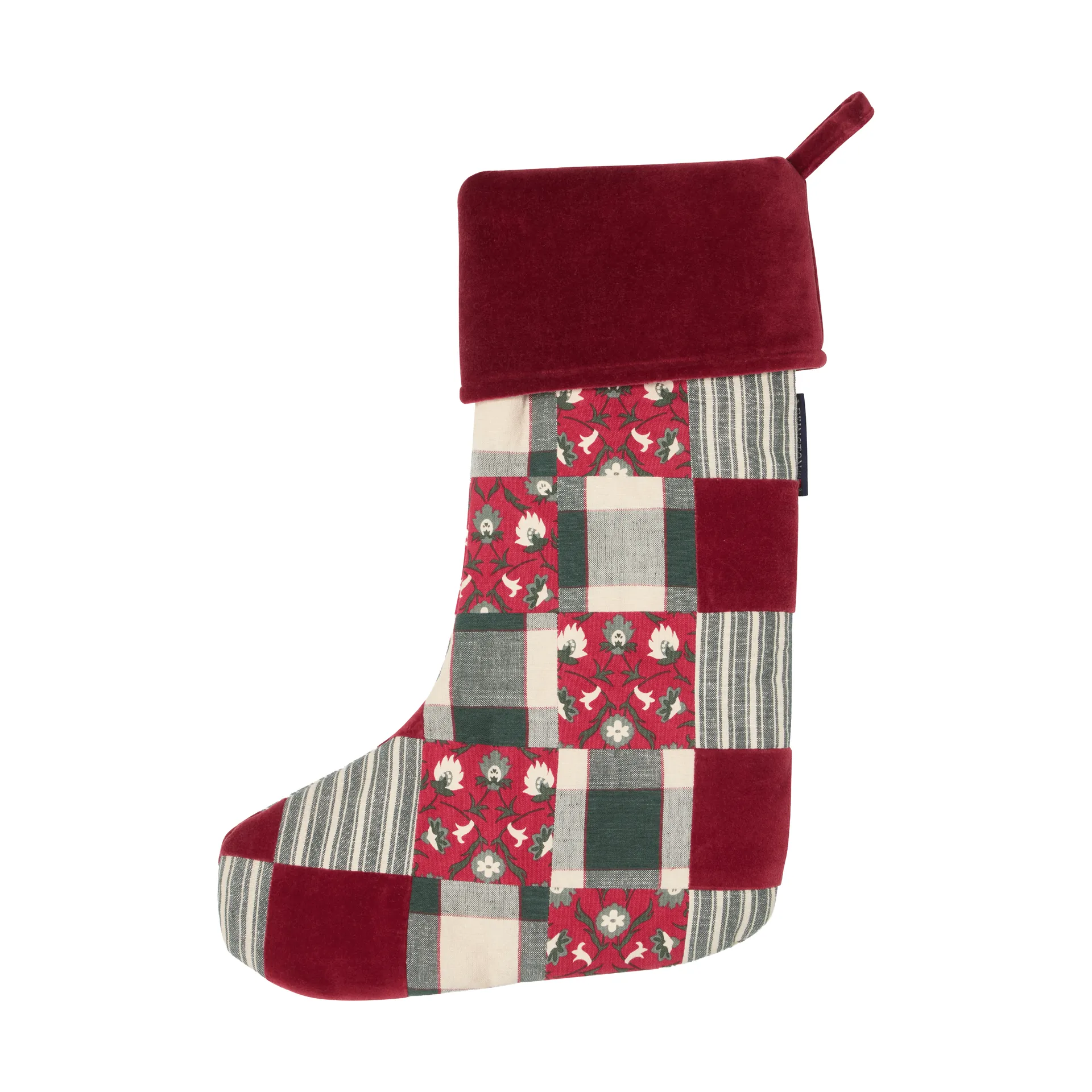 Lexington patchwork julstrumpa, Red-multi, 45 cm Lexington