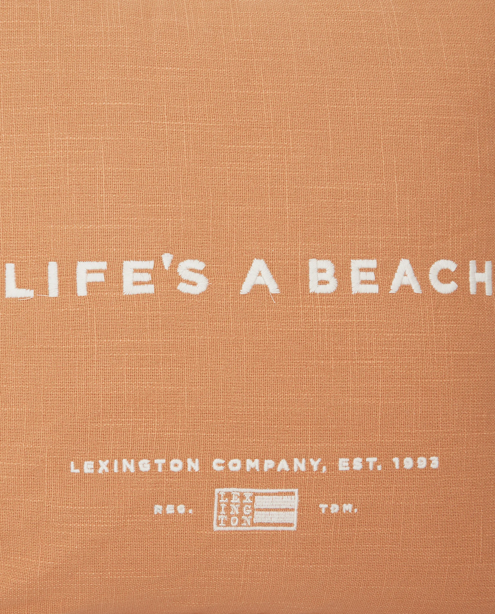 Life's A Beach Embroidered kuddfodral 50x50 cm, Beige-vit Lexington