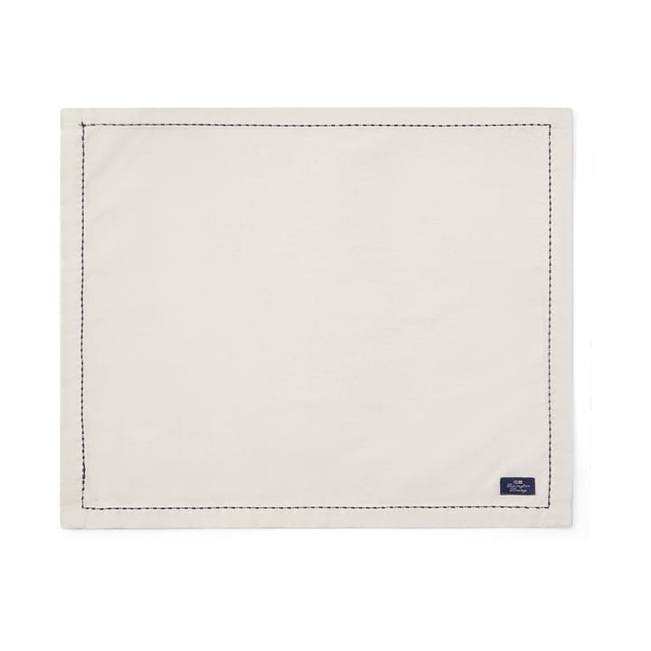 Org Cotton Oxford bordstablett stitches 40x50 cm, Beige-dark gray Lexington